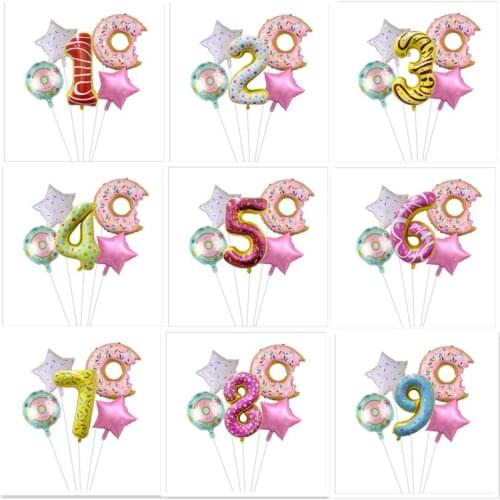 New 32 Inch Donut Digital Aluminum Foil Balloon Set Fruit Ice Cream Helium Balloon Birthday Party Decoration Childrens Toy