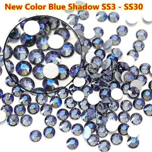 New Beatiful Color! SS3-SS30 Blue Shadow Nail Art Rhinestone Flatback Glass Strass Glitter Rhinestone for Nail Art Decoration