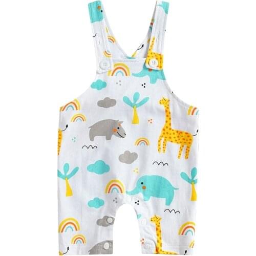 0-24M Cute Newborn Baby Boy Girl Sleeveless Cartoon Animal Print Cotton Romper Jumpsuit Outfits Baby Clothes