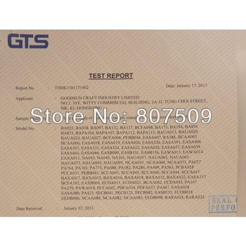 Stainless steel jewelry test report certificate of our jewelry not for sale