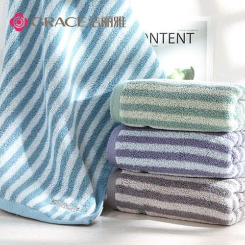 Five packs) Five colors of cotton towels, striped design, soft and absorbent, no lint or fading face towel 120G