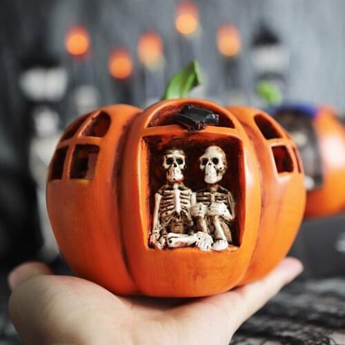 Christmas Halloween decoration Resin Pumpkin Light Ornaments Festival Decor LED Skull Head Lamp Party Home Decor New Year 2022