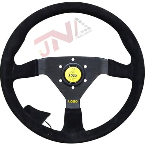 Suede Leather Racing Steering Wheel for Racing Car Accessories Black Stitching Steering Wheel Fit Car and Racing Game