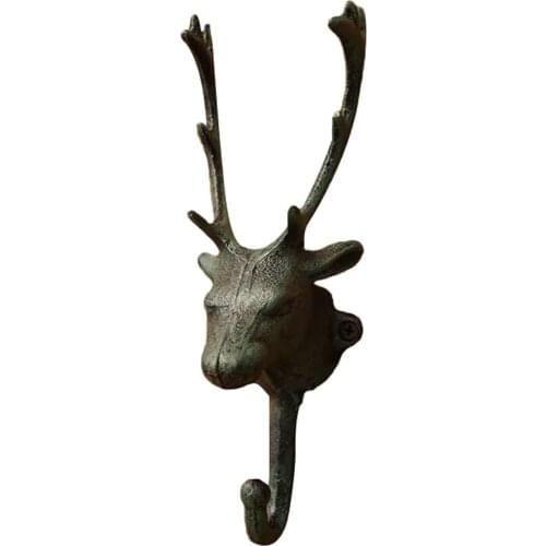 Rustic Durable Cast Iron Hook Hanger Wall Art Décor Hanging Towel Key Coat Rack For Home Room Bedroom Bathroom Kitchen Deer