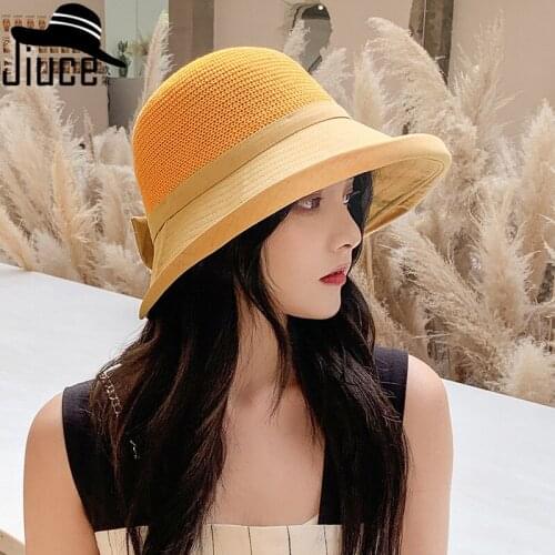 Spring and summer new fashion stitching breathable knitted top sun hat childrens outdoor leisure foldable sun hat