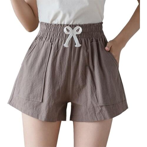 Summer Cotton and Linen Bohemian Shorts Breeches With High Waist Plus Large Size Wide Leg Short Mujer Loose Casual Trousers