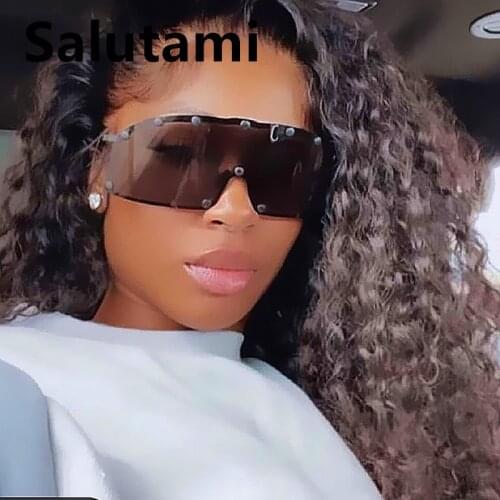 New Luxury Brand Oversized One Piece Arc Sunglasses For Women Vintage Alloy Shield Rivet Sun Glasses Men Hip Hop Punk Eywear