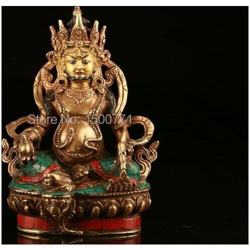Buddha statue/Tibetan Buddhism in Nepal handmade copper supplies wholesale turquoise inlay Dzambala Buddha ornaments