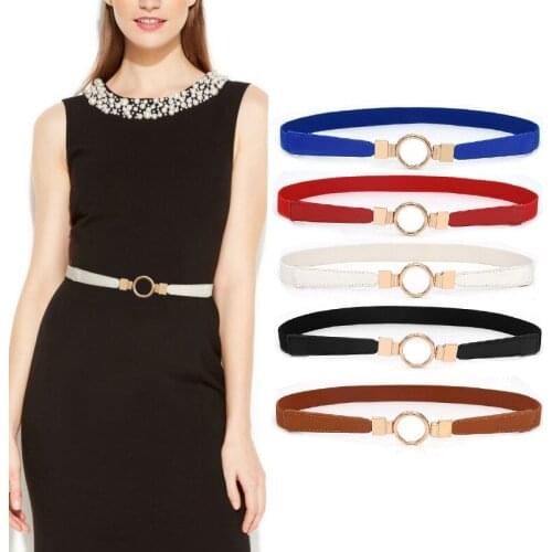Vintage Fashion Women Fine Waist Belt Metal Elastic Stretch Buckle Waistband Girls Friend For Dress