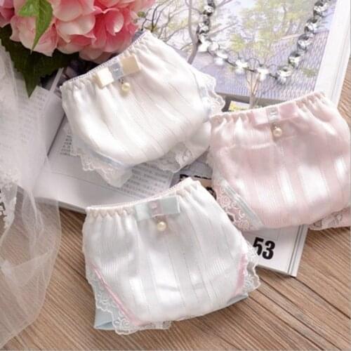 Japanese Lolita Plus Size Womens Lace Seamless Thongs Panties Girl Teenage Underwear Kawaii Panty Lingerie Cute Panti White Pink