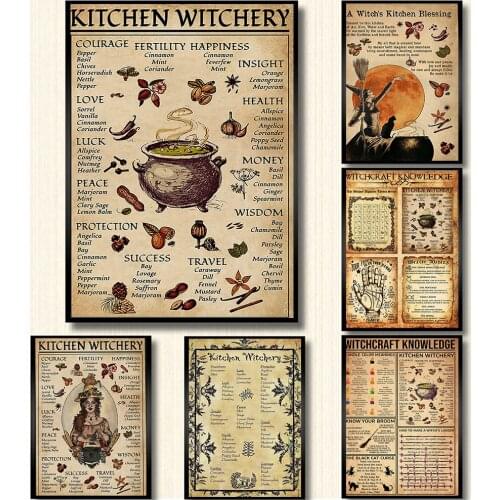 Kitchen Witchcraft Funny Posters and Canvas Prints Decorative Wall Painting Witch Magic Knowledge Art Painting Gift Home Decor