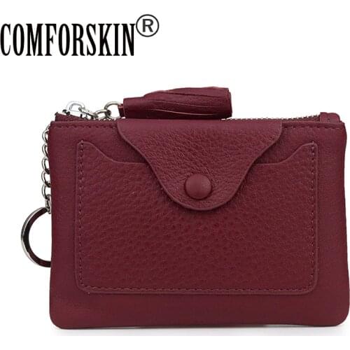 COMFORSKIN Genuine Leather Women Key wallets Multi-function Ladies Zipper Coin Purse New Arrivals Key Housekeeper High Quality