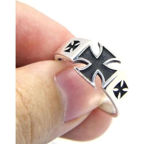 Women 925 Silver Ring Mini Cool Cross Ring Top Quality Ladies Biker Ring