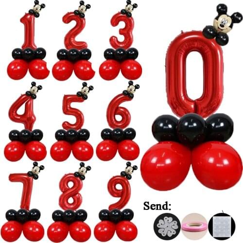 20pcs Red Mickey mouse Children Shower Birthday Anniversary Latex Aluminum Balloon Party Party Decoration Set balloon Supplies