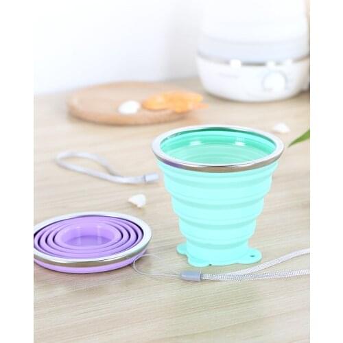 200ML Folded Cup Protable Travel Office Water Mug Coffe Cup Silicone Pucker