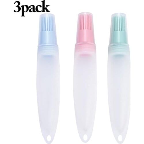 3PCS Oil Bottle Brush Creative Silicone Basting Brush Baking Brush with Cap