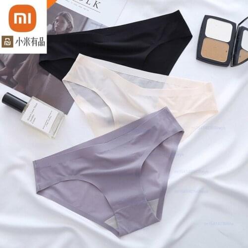 Xiaomi 3pcs Ice Silk Panties Ladies Seamless Skin-friendly Sexy Fashion Thong Underwear Breathable High Elastic Briefs Underwear