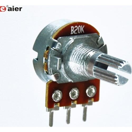 5PCS WH148 15MM Potentiometer With 6.0MM Teeth Knurl Shaft Amplifier 500OHM PCB terminal