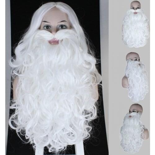 60/65/80cm Santa Claus Wig Beard Long White Fancy Accessory for Christmas Party Hot Festive Party Supplies Halloween Accessories