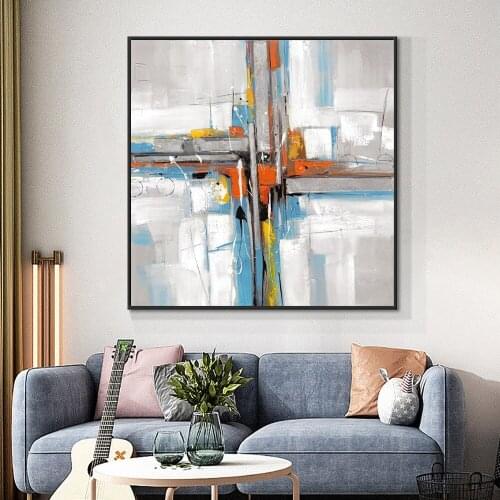 Abstract Coloful Geometric 100% Hand Painted Oil Painting On Canvas Minimalist Modern Wall Art Paintings Poster For Home Decor