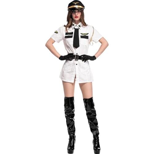 White Pilot Cosplay Shirt-style Role-playing European and American Game Uniforms Nightclub DS Uniforms