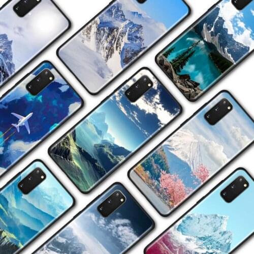 Black White Mountain Peak Mist Phone Case for Samsung Galaxy S10 S20 Plus S21 Ultra 5G S10e S10 Lite S7 S8 S9 Plus Cases Cover