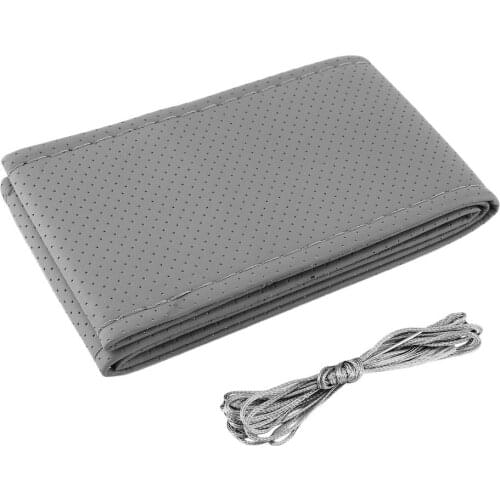 Braid On Steering Wheel Car Steering Wheel Cover With Needles and Thread Artificial leather Diameter 38cm Steering cover couvre