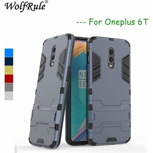 WolfRule Oneplus 6T Case Oneplus 6T Cover Soft Silicone + Plastic Kickstand Fundas Back Case For Oneplus 6T 6 T Phone Case 6.41"
