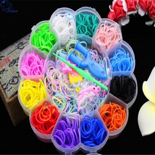 Colorful Gum for Bracelets Loom Bands Refills Cute Animal Boxed S Nail Button Bangle Loom Rubber Bands for DIY BRACELET Toys