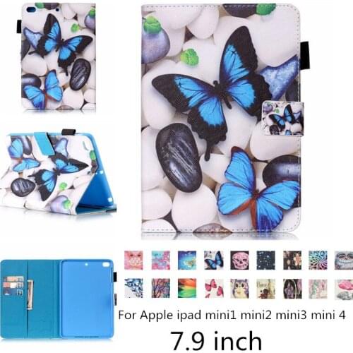 For Apple iPad mini 1 2 3 4 Smart Print Flip PU Leather Wallet Stand Case For ipad mini1 mini2 mini3 mini4 7.9'Tablet Cover +pen