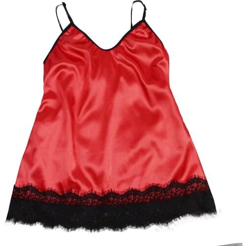 Women Sleepwear Satin Pajamas Set Lace Camisole Bowknot Tops Nightwear Silk Babydoll Nightgown Sleeveless Nighty Vest