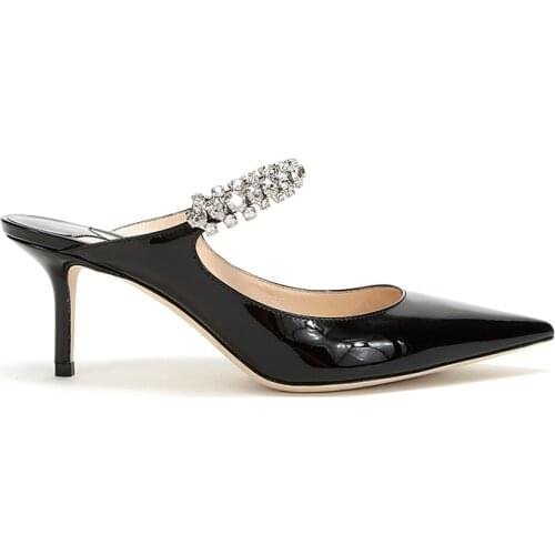 Kmeioo 2021 Elegant Fashion Rhinestone Sandals Pointed Toe Shallow Pumps Women Shoes Slip On Stiletto Party Wedding Shoes