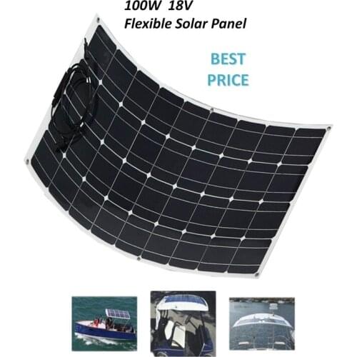 100w Solar Panel Flexible Monocrystalline cell Photovoltaic solar panel system for Car/Yacht/Steamship 12V battery