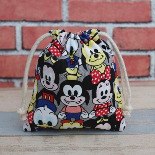 17x20cm Disney canvas cartoon Mickey drawstring bags cute coin purse drawstring mobile phone storage bag draw string bags
