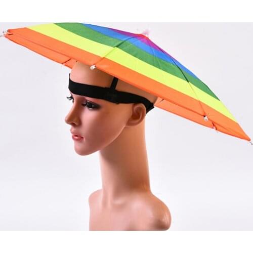 Fishing Cap Outdoor Sport Umbrella Hat Hiking Camping Headwear Cap Head Hats rainbow Foldable Sunscreen Shade Umbrella Hat TXTB1