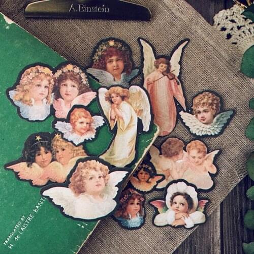 KLJUYP 12pcs Angels Paper Stickers for Scrapbooking Happy Planner/Card Making/Journaling Project