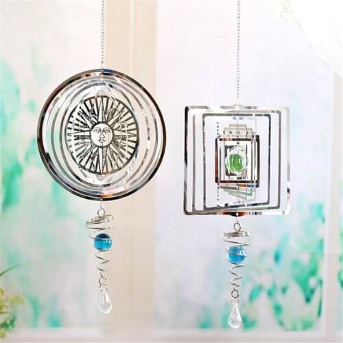 Stainless Steel 3D Metal Rotating Wind Chime Christmas Pendant Hanging Wind Spinner Spiral Windchimes Garden Yard Home Decor