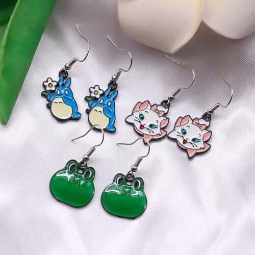 Cartoon Totor Chinchilla Mary Cat Frog Alloy Earrings Fashion Girl Earrings Girls Interestin Accessories small gift for friends