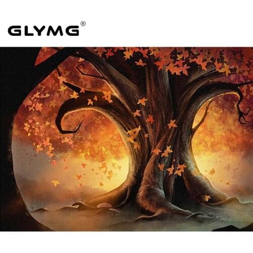 GLymg Diy Needlework Old Trees Landscape Painting Diamond Embroidery Full Square Diamond Painting Cross Stitch Wall Home Decor
