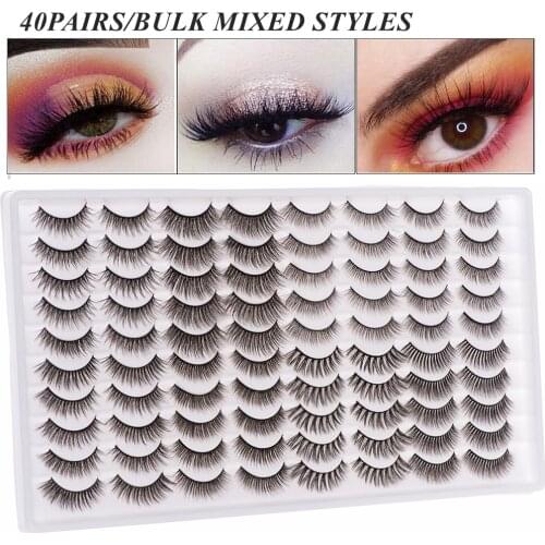 3D Mink Lashes Pack 10/40 Pairs Messy Fluffy Long Faux Cils Packaging wholesale in bulk,Mix Dramatic Natrual Mink Eyelashes