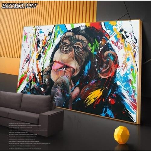Animals Wall Art Canvas Paintings Graffiti Art Of Monkey Funny Art Posters Study Prints Street Art Pictures Monkey Decorative