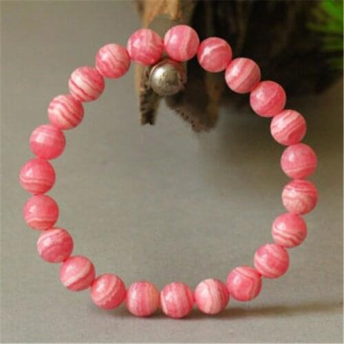 Genuine Natural Rose Rhodochrosite Argentina Women Gemstone Round Beads Love Healing Woman Bracelet 6mm 7mm 8mm New style AAAAA