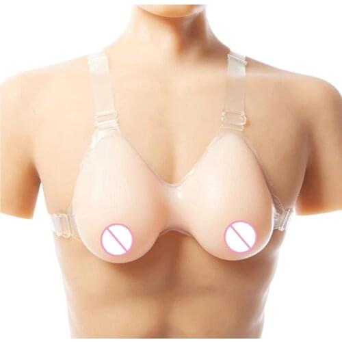 New 1Pair Size M(800g) Soft Silicone Breast Form Artificial Mastectomy Boobs Enhancer With Strap For Crossdresser Trandsgender