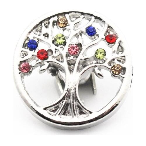Wholesale 3pcs/lot New Snap Button Jewelry Colorful Family Tree Crystal Snap Charms Fit 18mm DIY Snap Button Bracelet Necklace