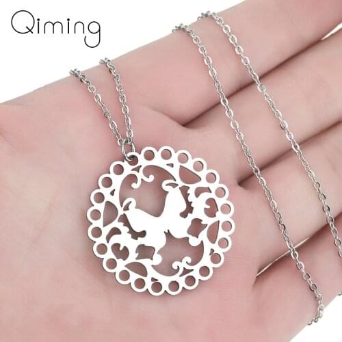 Handmade Sweet Butterfly Stainless Steel Necklace For Women Girls Statement Bohemia Jewelry Round Lace Pendant Necklace