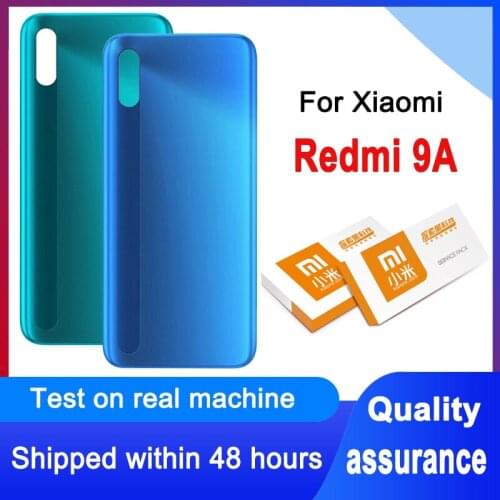 Back Housing Replacement For Xiaomi Redmi 9A Back Cover Battery Glass With Stickers For Xiaomi Redmi 9A Rear Cover