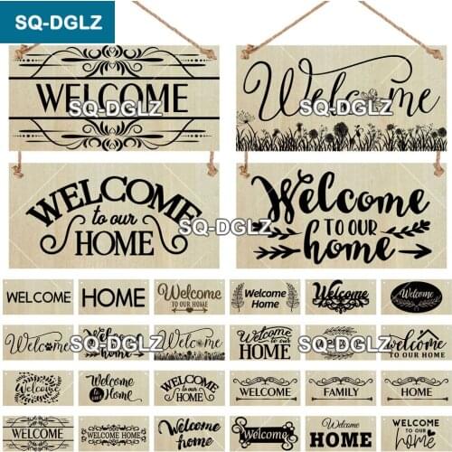 [SQ-DGLZ] Welcome Sign Wooden Sign Home Plate Summer Plaque Wood Bar Plaque Pub Wall Decoration Door Hanging Sign Home Decor