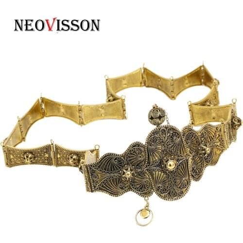 NEOVISSON Caucasus Robe Kaftan Belt Wedding Jewelry Metal Chain Relief Pattern 4 Color