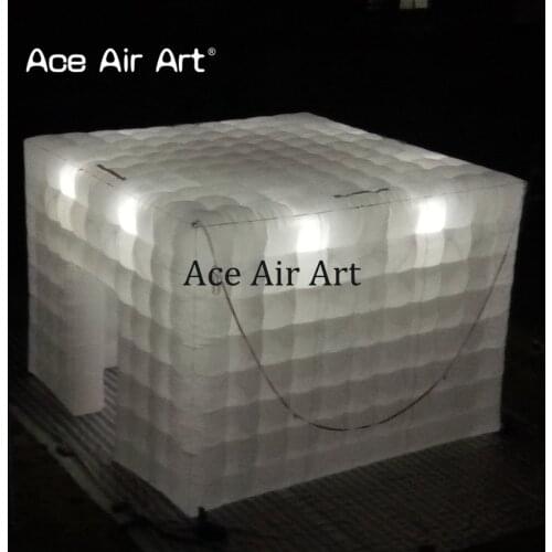 Top quality inflatable cube tent,cabin structure led square lighting tent with lights for exhibition made by Ace air art