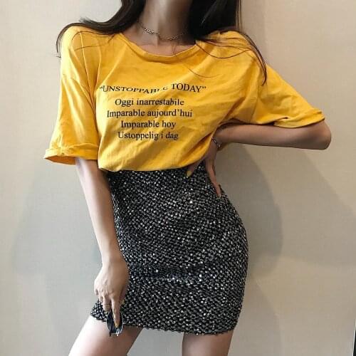 Womens Clothing 2018 New Sexy Elastic Bag Hip Skirt Short Skirt Sequin Skirt Women